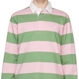 ✨NWOT✨ Iconic Ralph Lauren rugby shirt pink green (Size M)